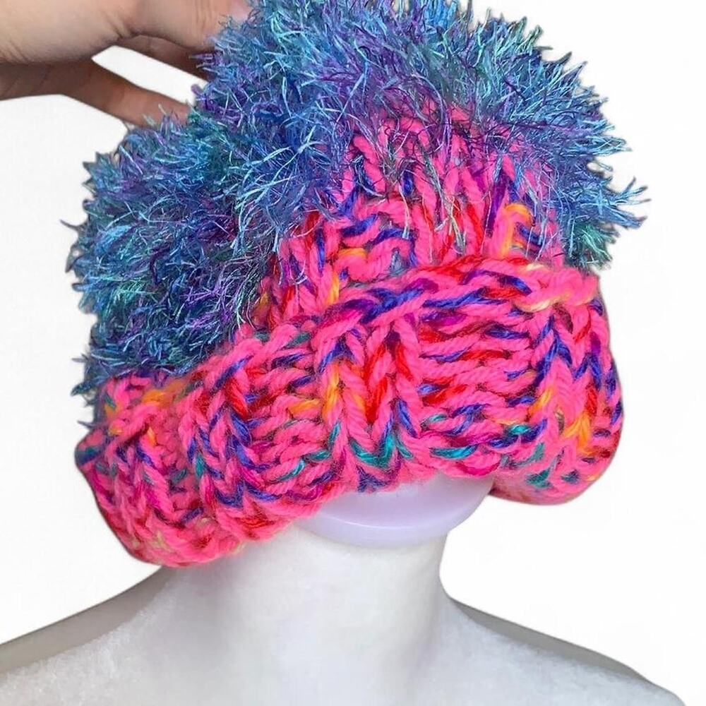 Funky fuzzy unique colorful unisex cotton beanie hat